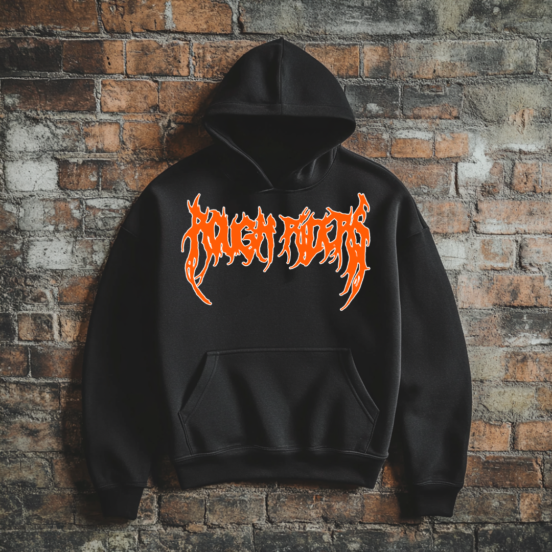 Premium Heavyweight Hoodie - Orange/Faded Black