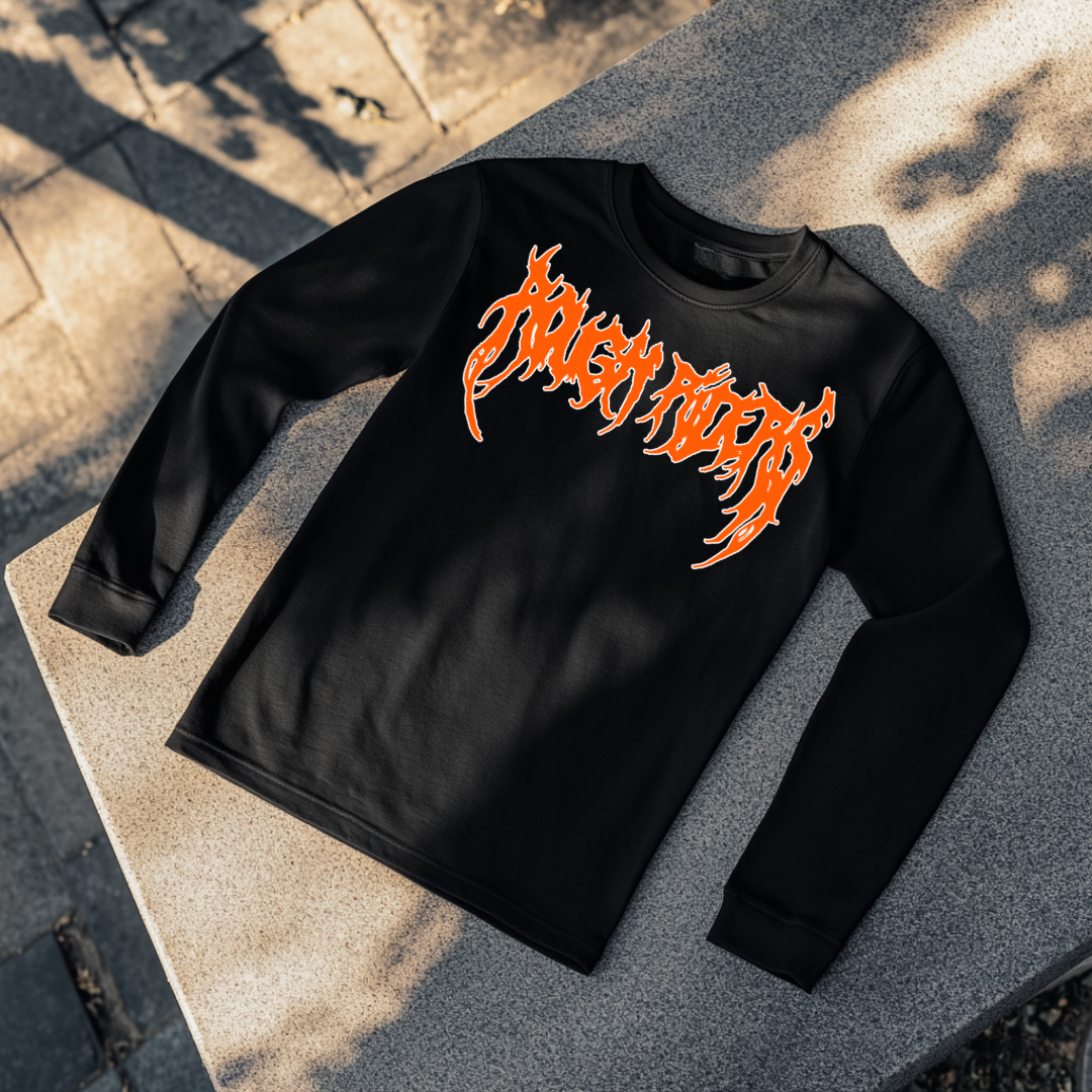 Heavyweight Long Sleeve Tee - Orange/Black