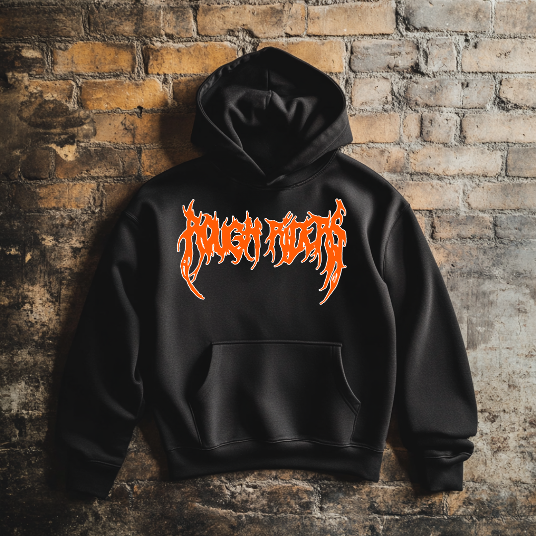 Premium Heavyweight Hoodie - Orange/Faded Black