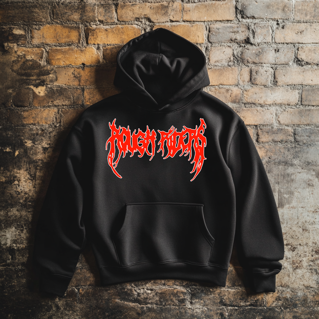 Premium Heavyweight Hoodie - Red/Faded Black