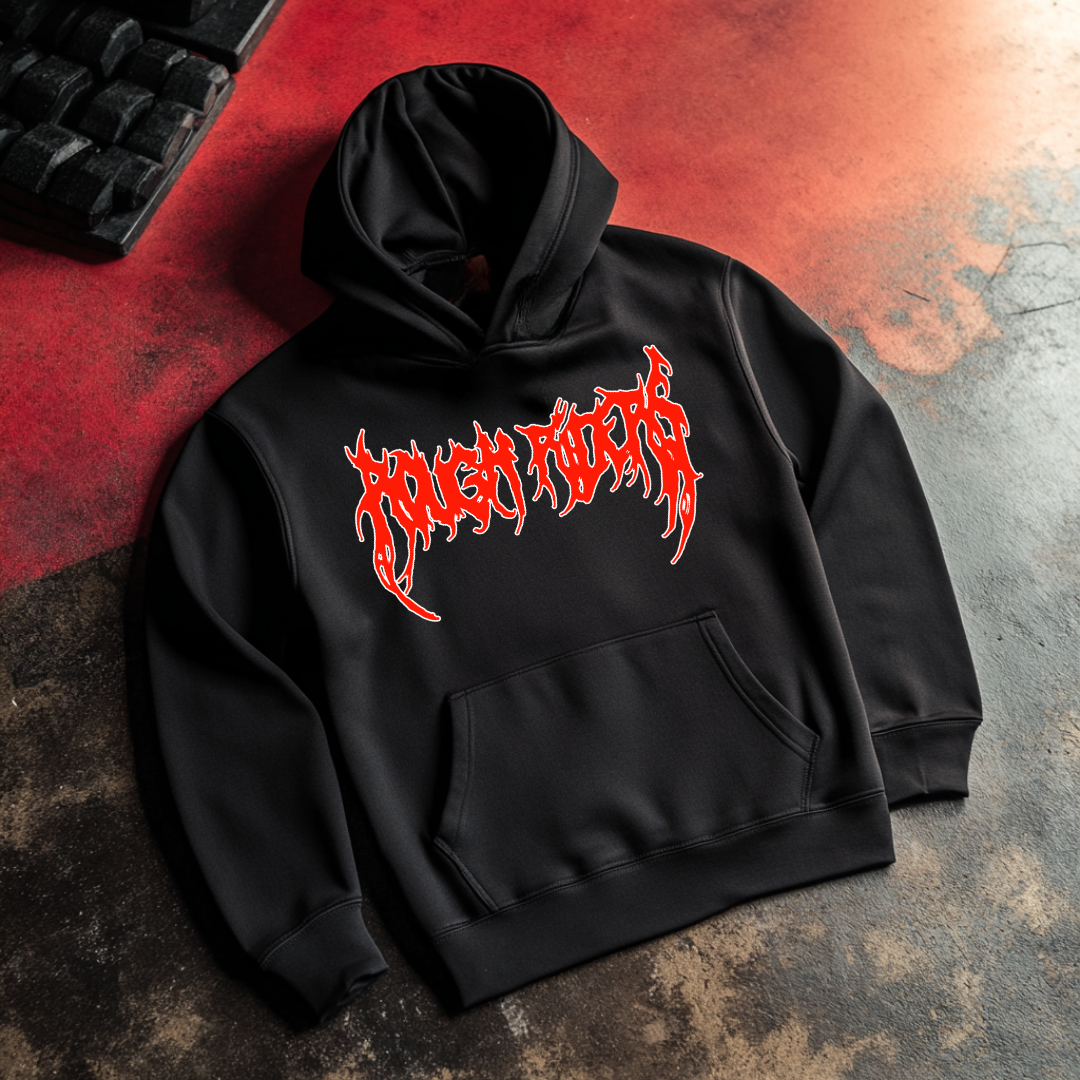 Premium Heavyweight Hoodie - Red/Faded Black