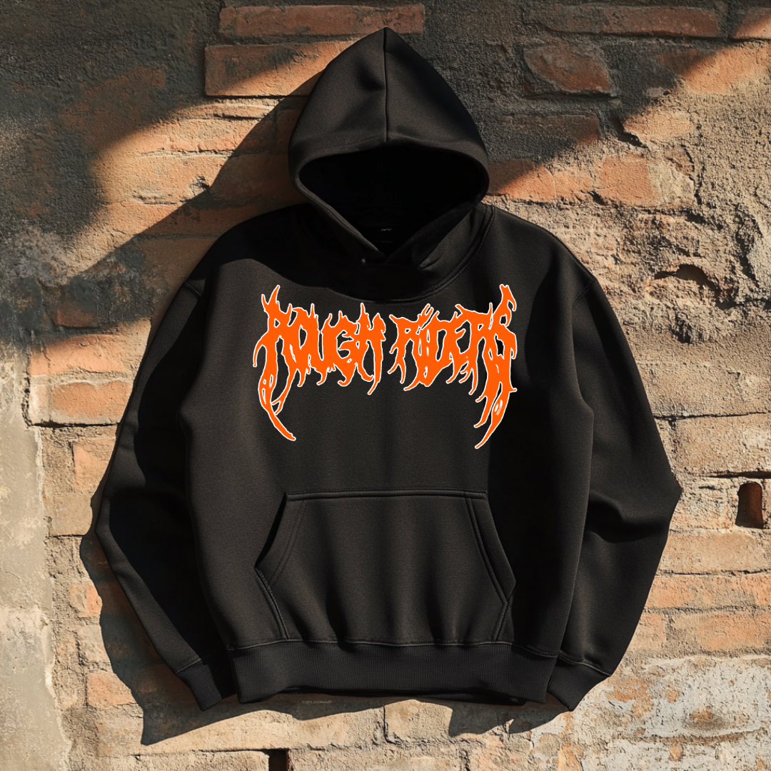 Premium Heavyweight Hoodie - Orange/Faded Black