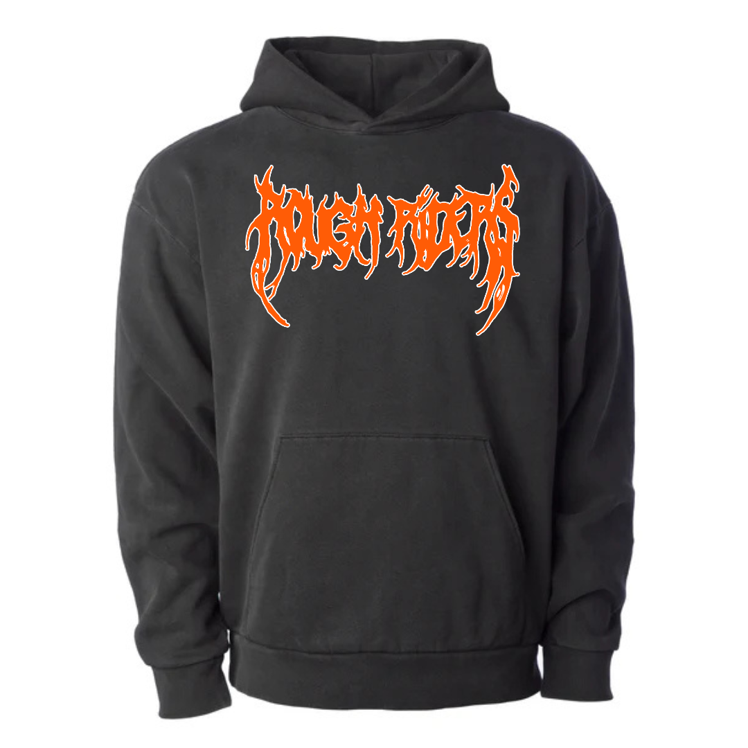 Premium Heavyweight Hoodie - Orange/Faded Black