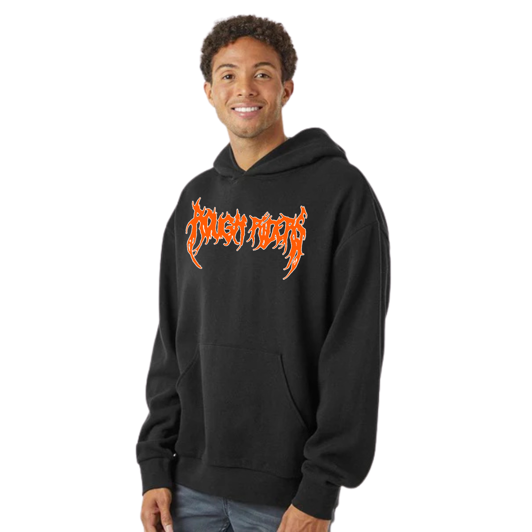 Premium Heavyweight Hoodie - Orange/Faded Black