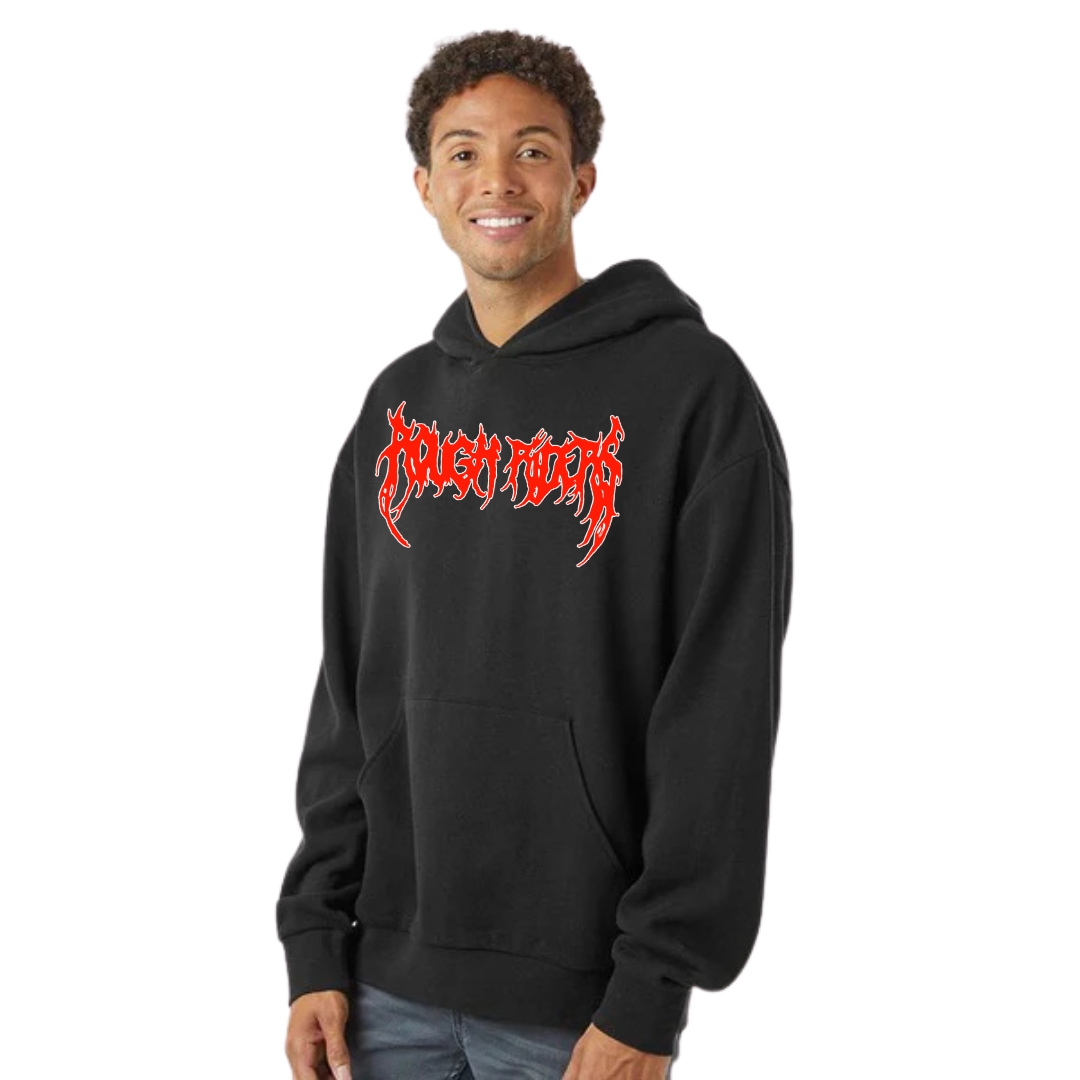 Premium Heavyweight Hoodie - Red/Faded Black