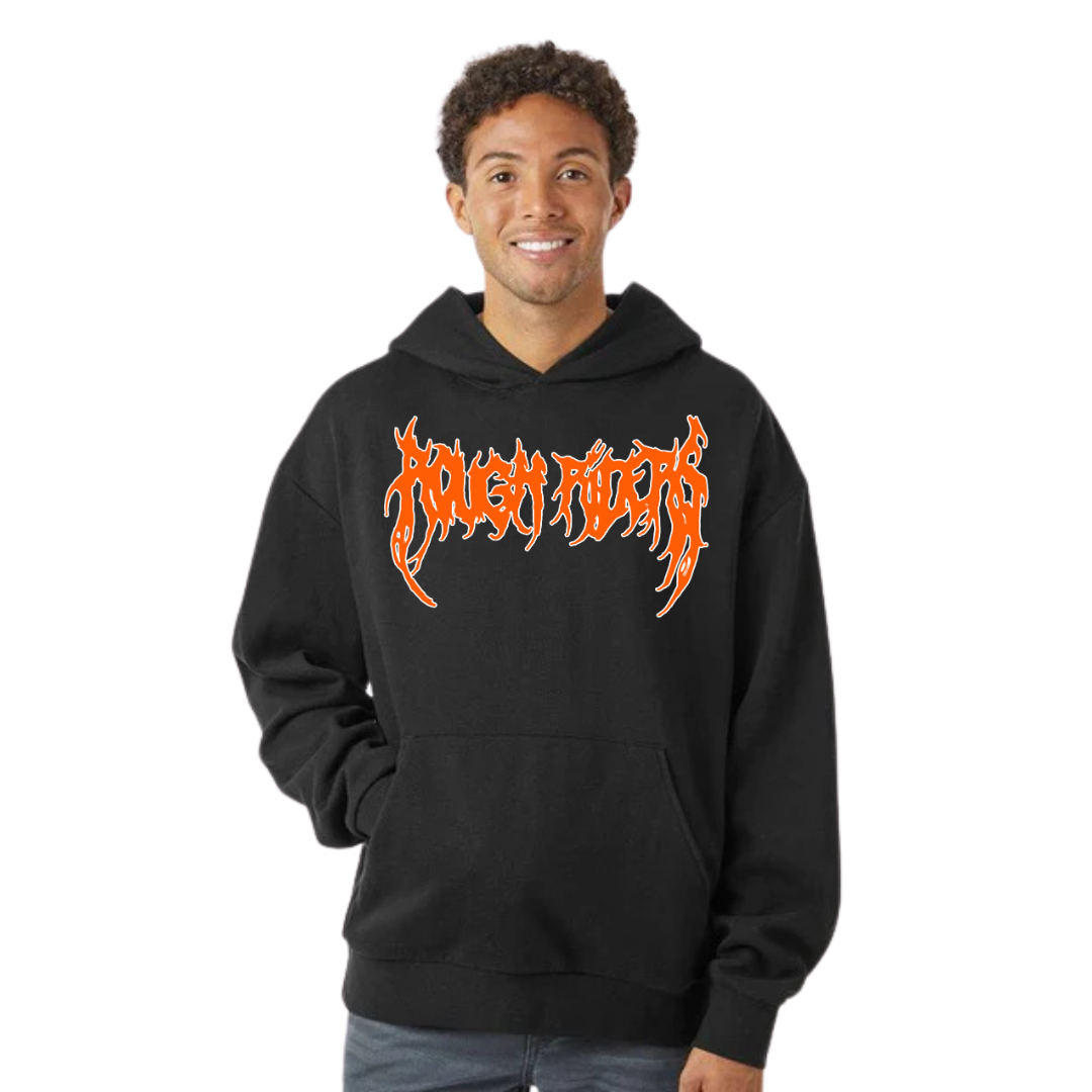 Premium Heavyweight Hoodie - Orange/Faded Black