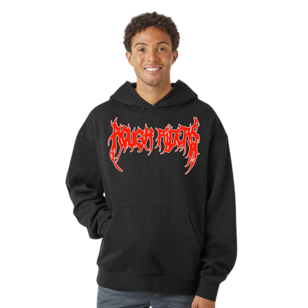 Premium Heavyweight Hoodie - Red/Faded Black