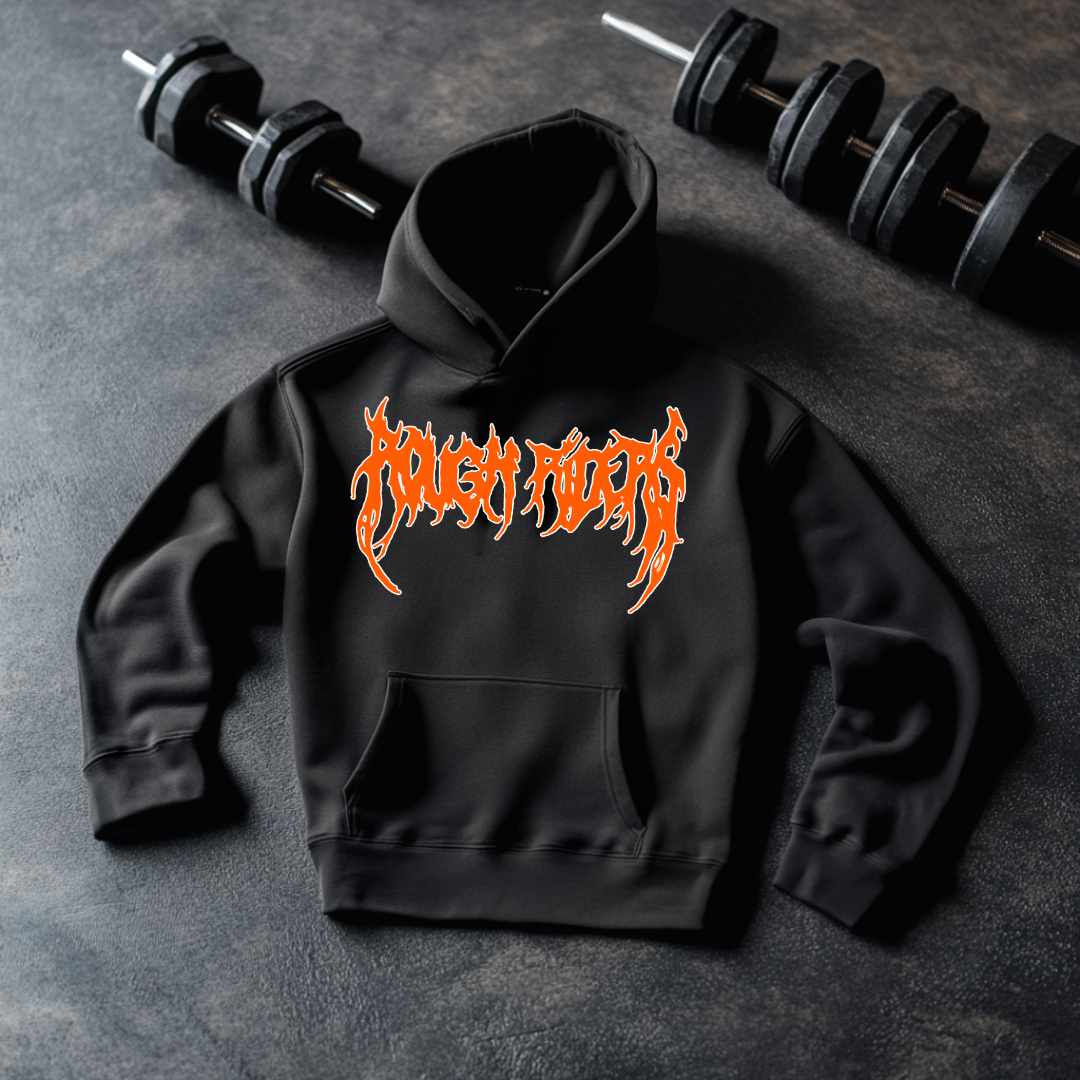 Premium Heavyweight Hoodie - Orange/Faded Black