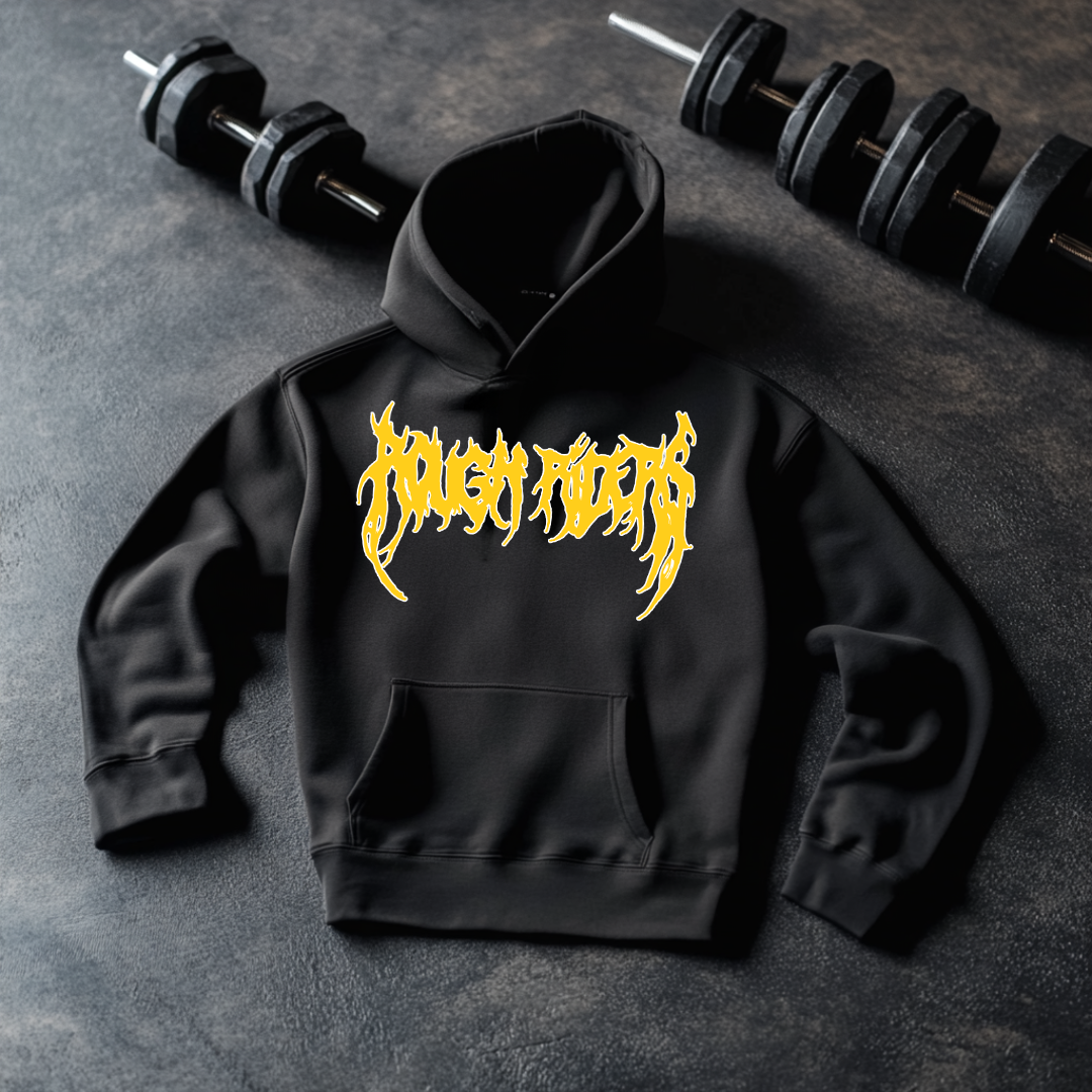 Premium Heavyweight Hoodie - Yellow/Faded Black